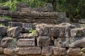 Ancient stone ruin of hinduist temple, Angkor Wat, Cambodia. Ancient temple decor stones in jungle.