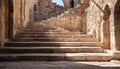 Ancient stone ruin, stairs lead to history outdoor architectural marvel generated by AI Royalty Free Stock Photo