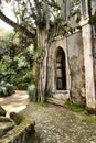 Ancient stone ruins in a leafy garden of Sintra Royalty Free Stock Photo