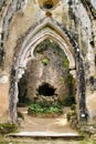 Ancient stone ruins in a leafy garden of Sintra Royalty Free Stock Photo