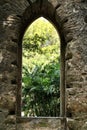 Ancient stone ruins in a leafy garden of Sintra Royalty Free Stock Photo