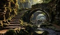 Ancient stone ruins reveal mystery in tranquil forest landscape generated by AI Royalty Free Stock Photo