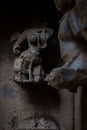 Ancient stone sculpture on the wall of Bhuleshwar temple at Yavat Maharashtra, India.