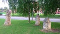 The ancient Kurgan stelae in park, Sicheslav Embankment, Dnipro, Ukraine