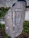 Ancient stone shield cross, found in Philippi - Greece