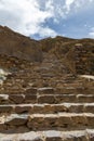 Ancient stone stairs in an inka temple in Ollantaytambo, Peru