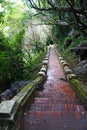 Ancient brick and stone stairway on Mount Phousi in Luang Prabang, Laos