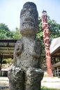 Ancient stone statue of Batu Kursi Raja Siallagan or Huta Stone Chair of King Siallagan for indonesian people and foreign traveler
