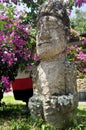 Ancient stone statue of Batu Kursi Raja Siallagan or Huta Stone Chair of King Siallagan for indonesian people and foreign traveler