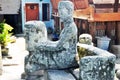 Ancient stone statue of Batu Kursi Raja Siallagan or Huta Stone Chair of King Siallagan for indonesian people and foreign traveler