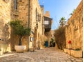 Ancient stone streets in Artists Quarter of Old Jaffa, Israel Royalty Free Stock Photo
