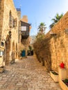 Ancient stone streets in Artists Quarter of Old Jaffa, Israel Royalty Free Stock Photo