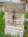 Ancient stone sundial, outdoor, close up Royalty Free Stock Photo