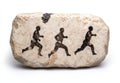 Ancient stone tablet with running figures.