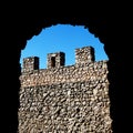 Ancient stone wall with battlements Royalty Free Stock Photo