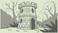 Ancient Stone Watchtower in Forest, Enigmatic Ruin, vector design Generative AI Royalty Free Stock Photo