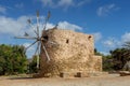 Ancient stone windmills Lassithi area, island Crete, Greece Royalty Free Stock Photo