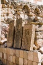 Ancient khachkars on the monastery wall, Armenia, Noravank. Royalty Free Stock Photo