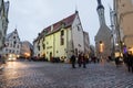 The ancient street decorated to Christmas in Tallinn