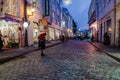 The ancient street decorated to Christmas in Tallinn