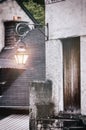 Ancient street lantern in european town