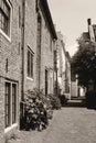 Rustic street with medieval wall houses (Muurhuizen), Amersfoort, Netherlands