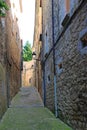 Ancient street. Old town of Girona Catalonia, Spain. Stone building Royalty Free Stock Photo