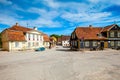 Ancient street in old town of Kuldiga, Latvia Royalty Free Stock Photo