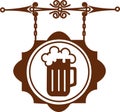 Ancient street signboard of beer house or bar-1 Royalty Free Stock Photo