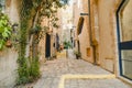 Ancient street in Tel-Aviv Jaffo. Jaffa old urban architecture.