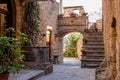 Ancient streets of the dying town in Italy, Civita di Bagnoregio, Lazio, Italy