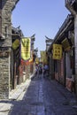 Ancient streets paved with rectangular stone plate
