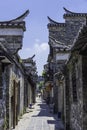 Ancient streets paved with rectangular stone plate
