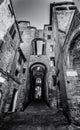 ancient streets of Sienna, Italy. Monochrome