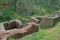 The Ancient Structures Ruins in Pisac Archaeological Complex, Sacred Valley of The Incas, Cusco region, Peru Royalty Free Stock Photo