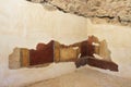 Ancient stucco wall in Masada ancient fortress in holy and Israel