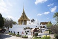 Ancient stupa chedi and antique ubosot of Wat Phra Phutthabat temple for thai people travel visit and respect praying blessing