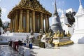 Ancient stupa chedi and antique ubosot of Wat Phra Phutthabat temple for thai people travel visit respect praying blessing wish