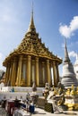 Ancient stupa chedi and antique ubosot of Wat Phra Phutthabat temple for thai people travel visit respect praying blessing wish