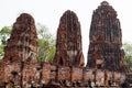 Ancient stupa , pagoda in archaeological site at Wat Mahathat temple . old sculpture in history is a world heritage