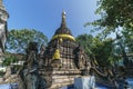 The ancient stupa or pagoda in the old temples in Chiang Mai, Thailand Royalty Free Stock Photo