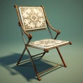 Ancient Style Folding Chair With Vray Tracing And Textured Surface