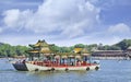 Ancient style tour boat on Beijhai Lake, Beijing, China