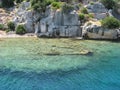 Ancient submerged city in Kekova and azure water Royalty Free Stock Photo