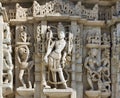 Ancient Sun Temple in Ranakpur. Jain Temple Carving.