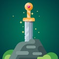 Ancient sword in the stone. Royalty Free Stock Photo