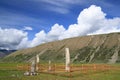 Ancient symbols of balbala in summer among the Altai mountains in Russia