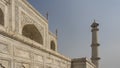 The ancient Taj Mahal. Fragment. White marble walls with arches