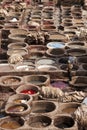 Ancient tannery dye pits in the medina Royalty Free Stock Photo