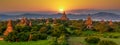 Ancient temple archeology in Bagan after sunset, Myanmar temples in the Bagan Archaeological Zone Pagodas and temples of Bagan Royalty Free Stock Photo